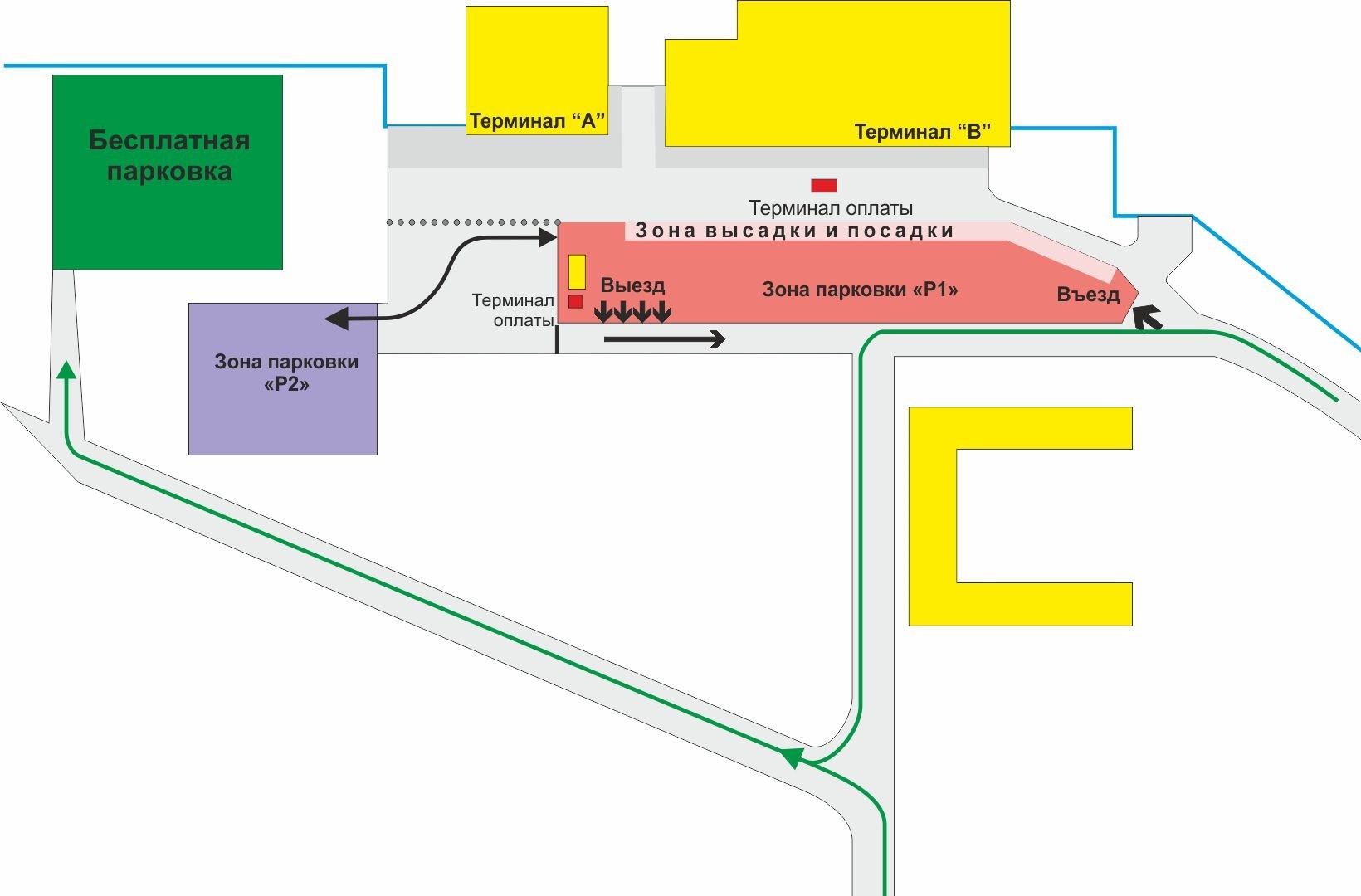 Схема парковки аэропорта Омска