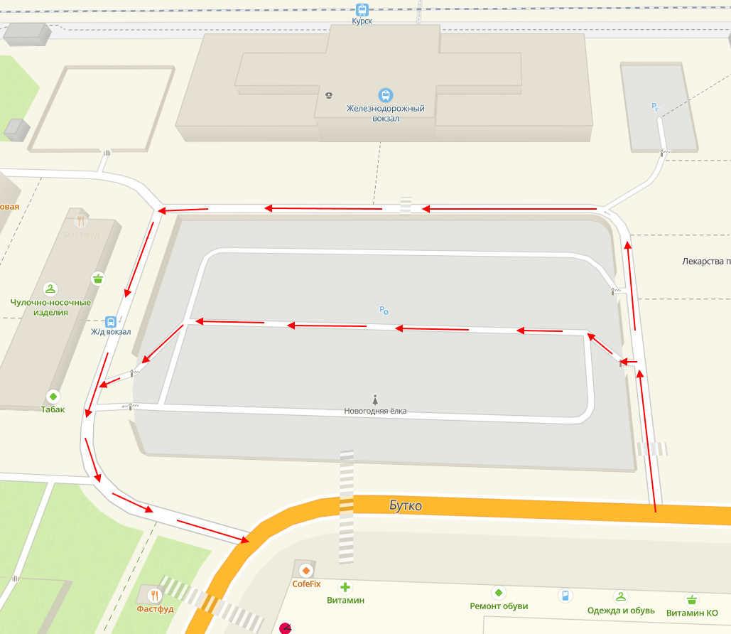 Схема парковки возле вокзала г. Курска